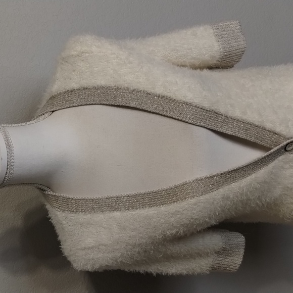 DECREE Cream/Gold Fleck Cardigan Soft Sweater Size XL - Picture 4 of 10